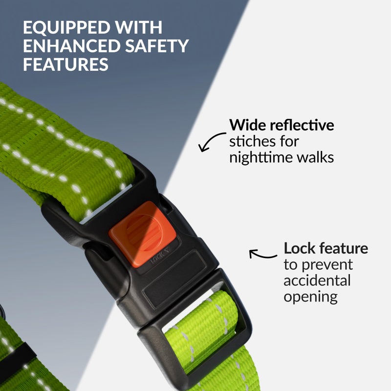 CollarDirect Martingale Dog Collar with Stainless Steel Chain and Quick Release Buckle - Reflective Collar for Large, Medium, Small Dogs - Lime Green, Large (Neck Size 17"-22") - Image 3
